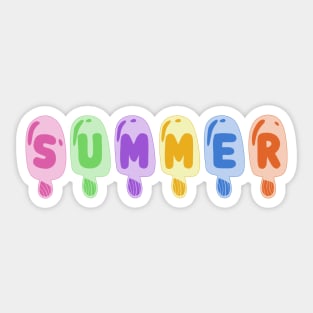 Summer: Bright pastel ice cream popsicles celebrate summer vacation Sticker